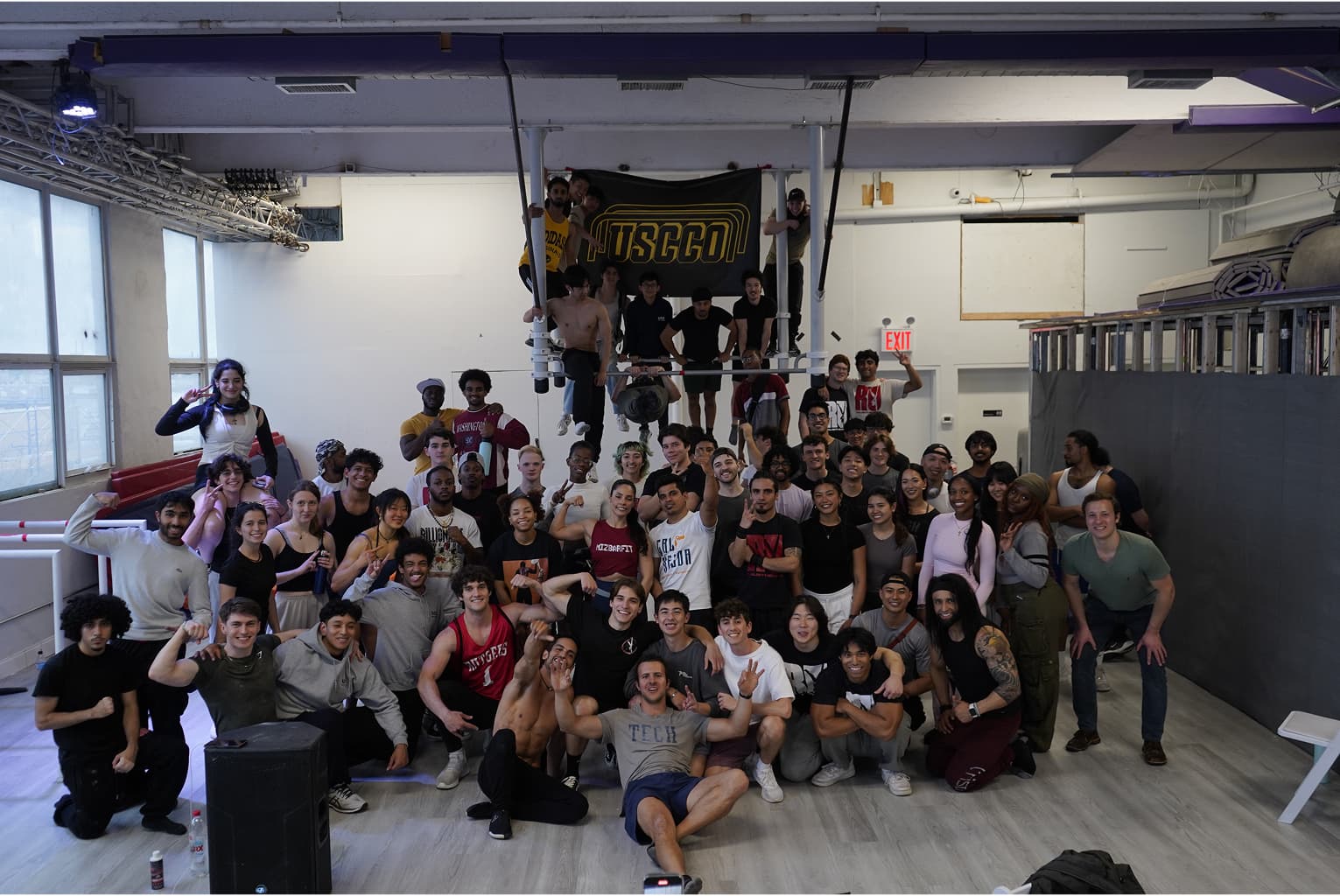 Athlete training on parallel bars